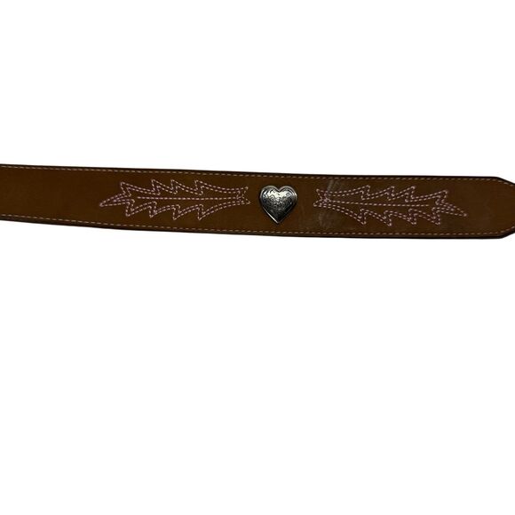 Wrangler Girls HEART CONCHO Taper Leather Western Belt Pink Embroidery Sz XXL - Picture 8 of 8